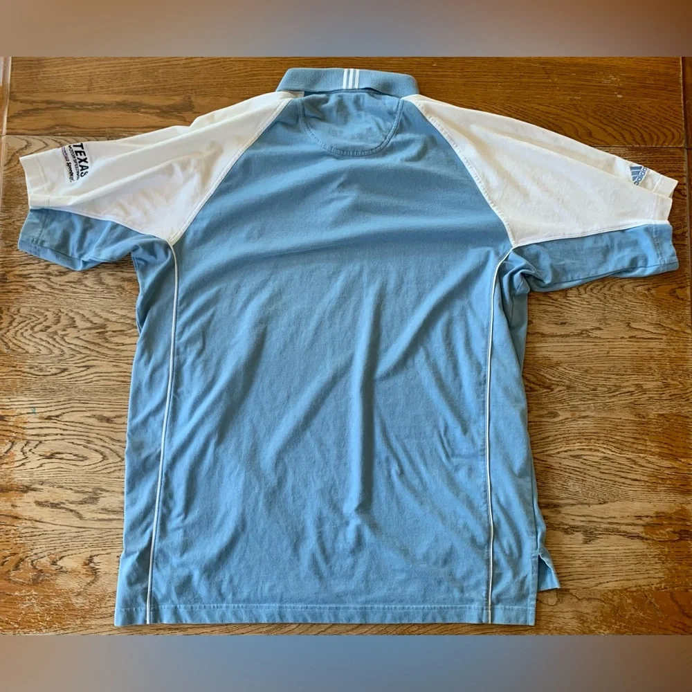 Adidas Climalite Polo Shirt L Texas Motor Speedway Golf Blue/white